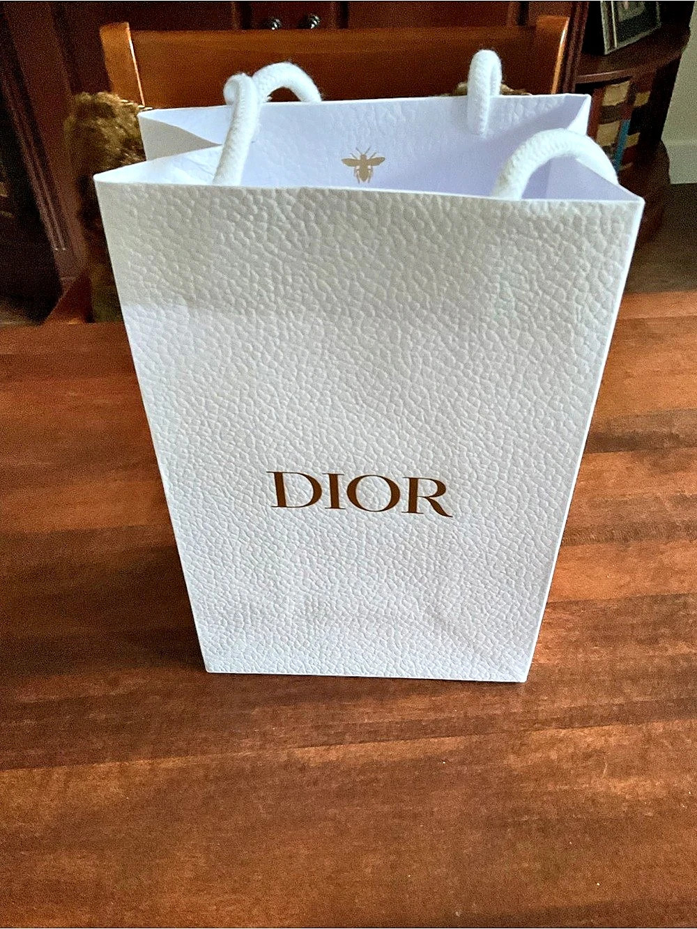Dior White and Gold Bee Shopping Gift Bag White & Gold Bee Shopping Gift Bag